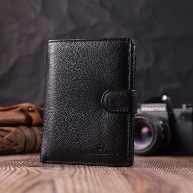 Вместительный мужской бумажник с блоком под документы из натуральной кожи ST Leather 22491 Черный