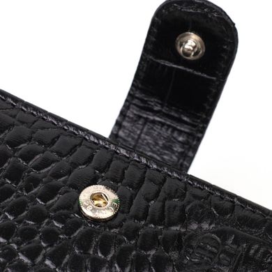 Місткий невеликий гаманець для чоловіків з натуральної шкіри з тисненням під крокодила BOND 21997 Чорний