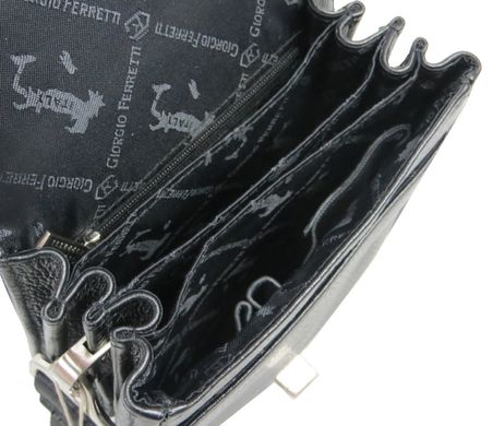 Вертикальная мужская кожаная барсетка, сумка Giorgio Ferretti черная