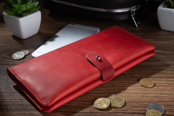 Оригінальний гаманець на кобурною гвинті, з натуральної шкіри червоного кольору