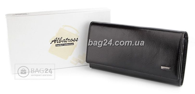 Добротный кожаный кошелек для современных леди Albatross, Черный