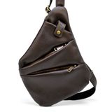 Мужская кожаная сумка-слинг GC-6402-3md коричневая бренд TARWA Коричневый фото