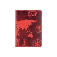 Червона дизайнерська шкіряна обкладинка для паспорта, колекція "7 wonders of the world"