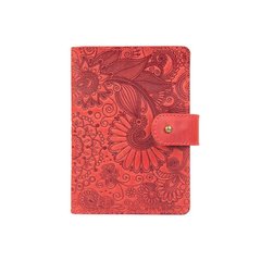 Шкіряне портмоне для паспорта / ID документів HiArt PB-03S / 1 Shabby Red Berry "Mehendi Art"