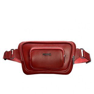 Шкіряна натуральна поясна сумка-бананка Трапеція червона Blanknote BN-BAG-45-red