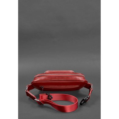 Натуральная кожаная поясная сумка-бананка Трапеция красная Blanknote BN-BAG-45-red