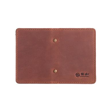 Кожаная обложка-органайзер для ID паспорта и других документов коньячного цвета