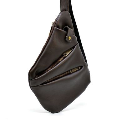 Чоловіча шкіряна сумка-слінг GC-6402-3md коричнева бренд TARWA Коричневий