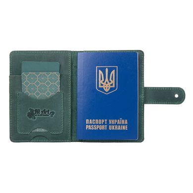 Шкіряне портмоне для паспорта / ID документів HiArt PB-02/1 Shabby Alga "Mehendi Art"