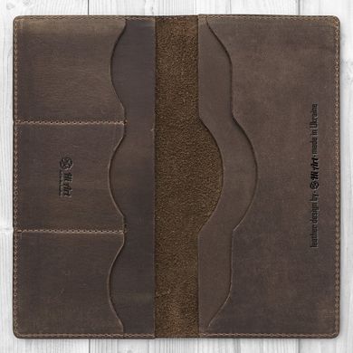 Коричневый кожаный бумажник с натуральной матовой кожи