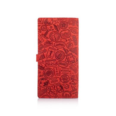 Дизайнерский кожаный тревел-кейс с красной матовой кожи, коллекция "Let's Go Travel"
