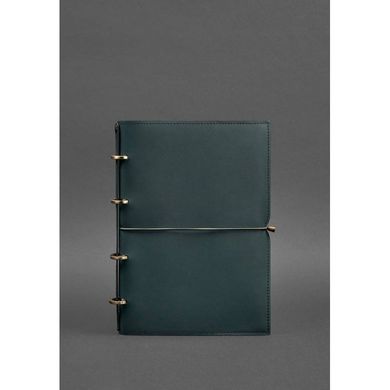 Натуральный кожаный блокнот А4 на кольцах (софт-бук) 9.0 в мягкой обложке зеленый Краст Blanknote BN-SB-9-A4-soft-malachite