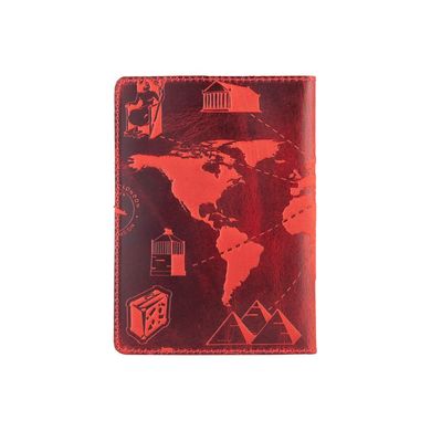 Красная дизайнерская кожаная обложка для паспорта, коллекция "7 wonders of the world"