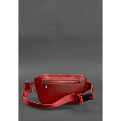 Шкіряна натуральна поясна сумка-бананка Трапеція червона Blanknote BN-BAG-45-red