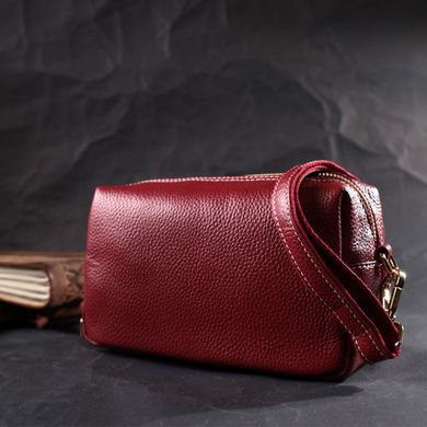 Интересная женская сумка с двумя ремнями из натуральной кожи Vintage 22274 Бордовый