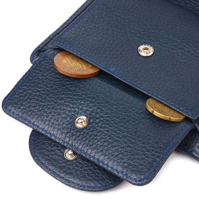 Цікавий вертикальний гаманець із натуральної шкіри CANPELLINI 21675 Синій
