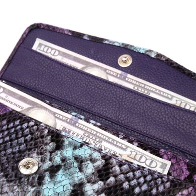 Яркий женский кошелек с клапаном из фактурной кожи под рептилию KARYA 21109 Фиолетовый