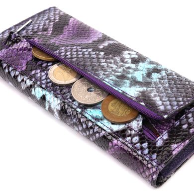 Яскравий жіночий гаманець з клапаном із фактурної шкіри під рептилію KARYA 21109 Фіолетовий