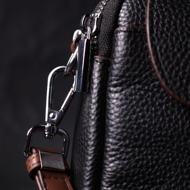 Кожаная маленькая повседневная сумка для женщин Vintage 22324 Черная