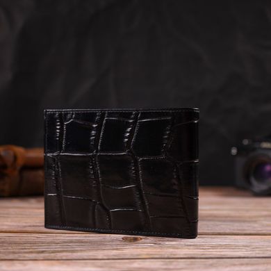 Модний гаманець для чоловіків з натуральної шкіри з тисненням під крокодила CANPELLINI 21925 Чорний