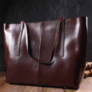 Практичная сумка шоппер из натуральной кожи 22103 Vintage Коричневая