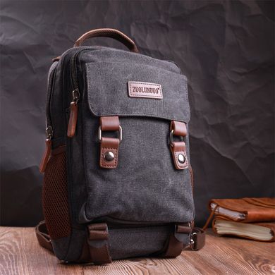 Практичный текстильный рюкзак с уплотненной спинкой и отделением для планшета Vintage 22168 Черный