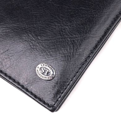 Вертикальний гаманець для чоловіків із натуральної шкіри ST Leather 19420 Чорний