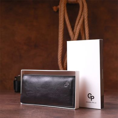 Вертикальный бумажник унисекс на магните GRANDE PELLE 11212 Черный