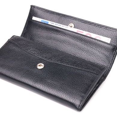 Жіночий місткий гаманець з натуральної зернистої шкіри CANPELLINI 21625 Чорний