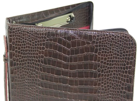 Папка-портфель із еко шкіри під крокодила Portfolio коричнева