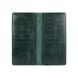 Эргономический дизайнерский зеленый кожаный бумажник на 14 карт с авторским художественным тиснением "Mehendi Classic"