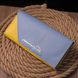 Вместительный женский кожаный кошелек комби двух цветов Сердце GRANDE PELLE 16740 Желто-голубой
