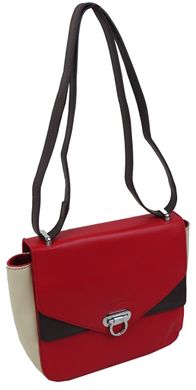 Небольшая женская кожаная сумка Giorgio Ferretti красная с бежевым