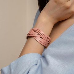 Натуральный кожаный браслет косичка розовый Blanknote BN-BR-1-pink
