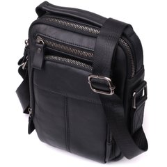 Компактна чоловіча сумка через плече з натуральної шкіри Vintage sale_15043 Чорний