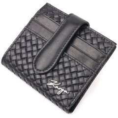 Плетений жіночий гаманець з натуральної шкіри KARYA 20954 Чорний