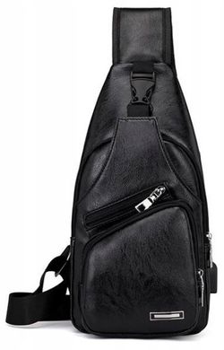 Мужская нагрудная сумка, слинг из эко кожи Fashion Instinct черная