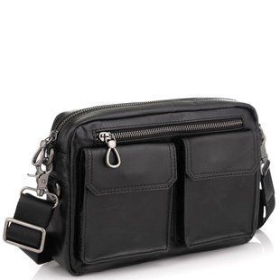 Горизонтальна сумка через плече шкіряна Tiding Bag 720A Чорний