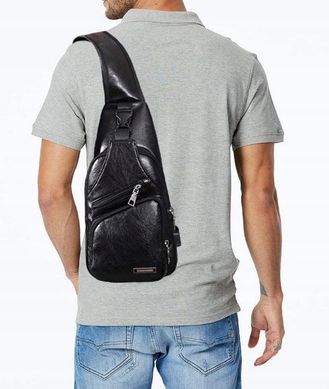 Чоловіча сумка нагрудна, слінг з еко шкіри Fashion Instinct чорна