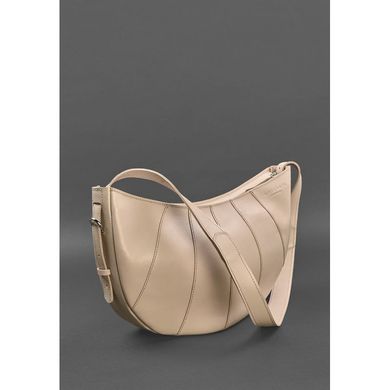 Натуральная кожаная женская сумка Круассан светло-бежевая Blanknote BN-BAG-12-beige-kiser