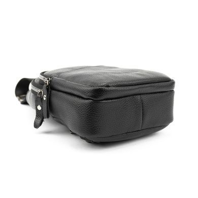 Кожаная сумка слинг черная Tiding Bag M56-2552A чорний