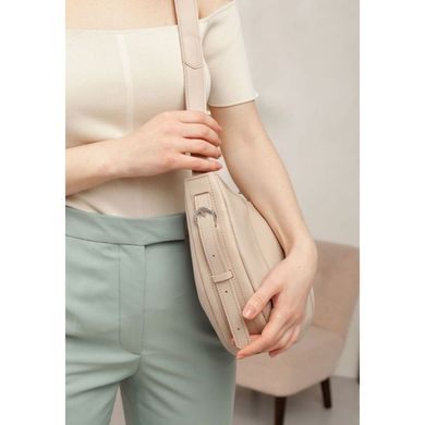 Натуральна шкіряна жіноча сумка Круасан світло-бежева Blanknote BN-BAG-12-beige-kiser