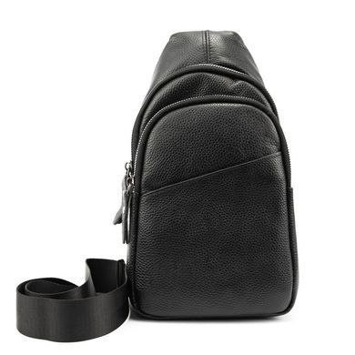 Кожаная сумка слинг черная Tiding Bag M56-2552A чорний