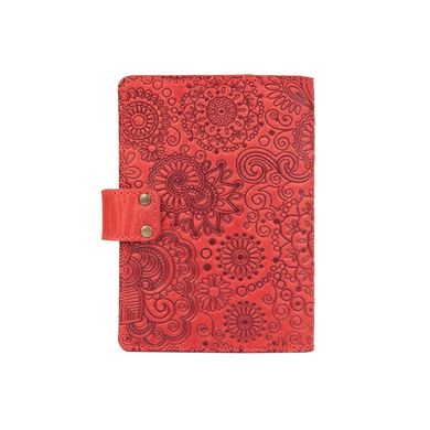 Кожаное портмоне для паспорта / ID документов HiArt PB-02/1 Shabby Red Berry "Mehendi Art"