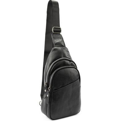 Кожаная сумка слинг черная Tiding Bag M56-2552A чорний