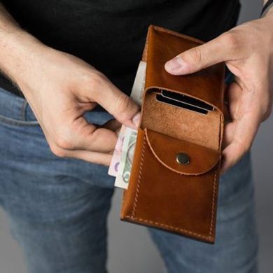Шкіряний гаманець Mini з монетницею світло-коричневий Blanknote TW-PM-1-1-kon-ksr