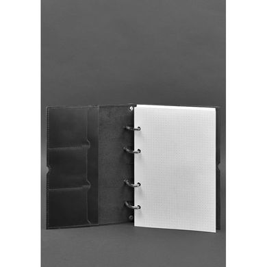 Натуральный кожаный блокнот на кольцах (софт-бук) 9.0 в мягкой черной обложке Blanknote BN-SB-9-soft-g-kr