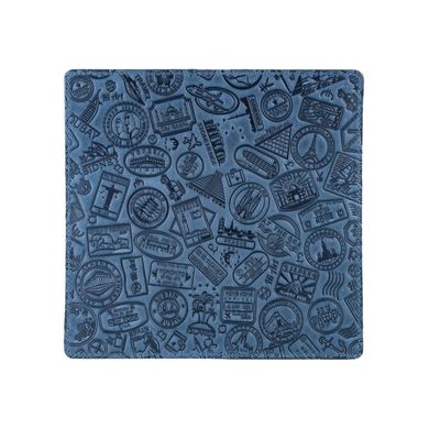 Блакитний гаманець з натуральної матової шкіри на 14 карт, колекція "Let's Go Travel"