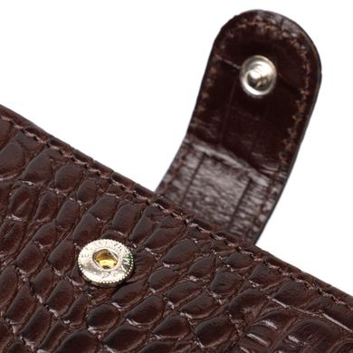 Функциональный небольшой бумажник для мужчин из натуральной кожи с тиснением под крокодила BOND 21998 Коричневый