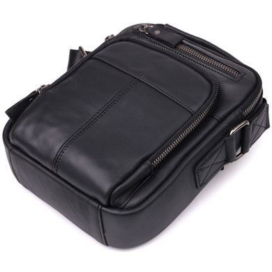 Компактная мужская сумка через плечо из натуральной кожи Vintage sale_15043 Черный